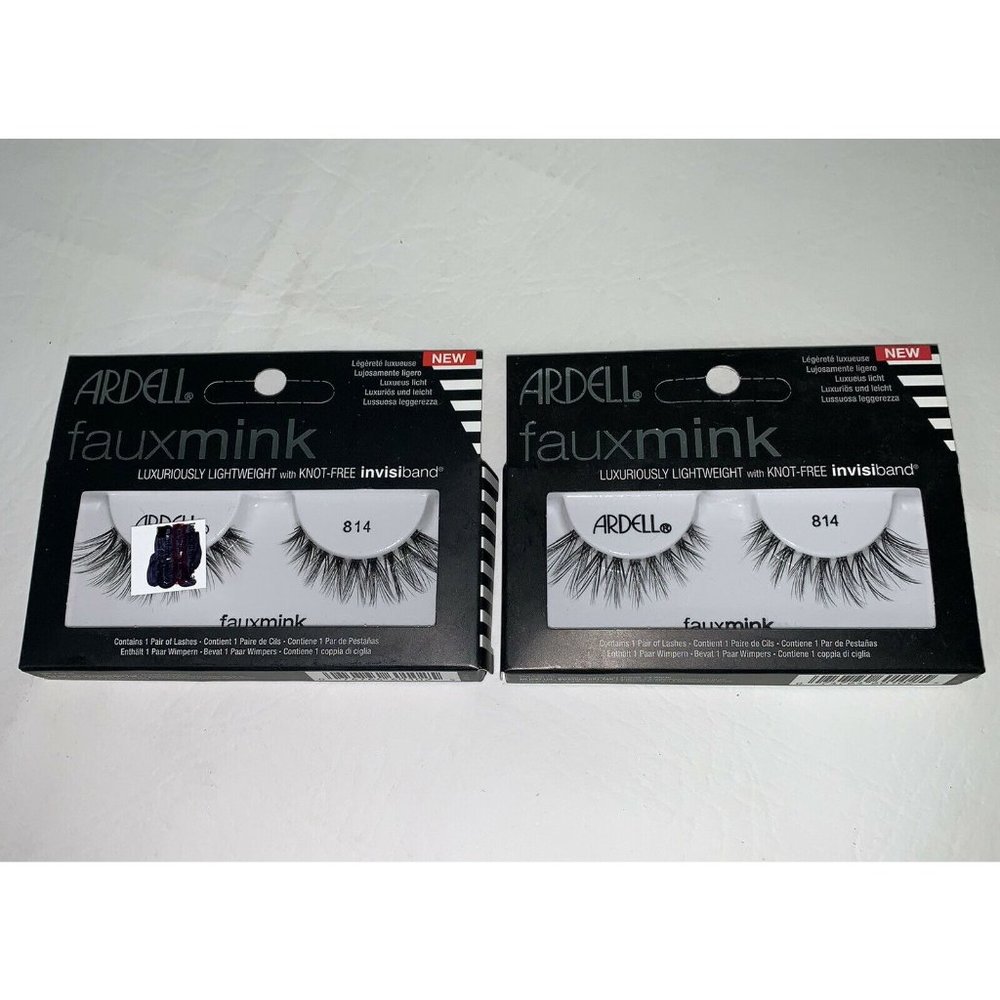 Ardell Eyelashes Faux Mink #814 Black Fake Lashes Knot Free 2 Pair